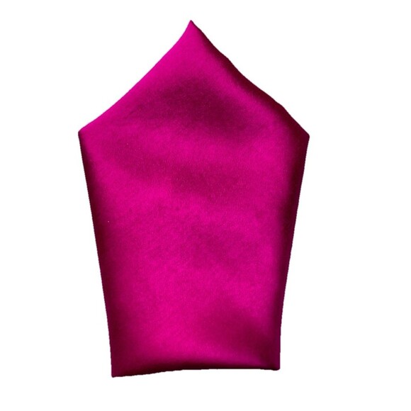 Vintage Magenta Fuchsia Pink Silk Satin Pocket Square Tux Tuxedo Accessories - Picture 1 of 4